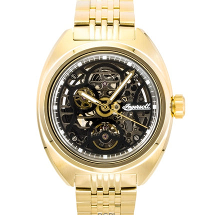 Ingersoll The Wrangler Gold Tone Stainless Steel Black Skeleton Dial Automatic I16902 Men's Watch