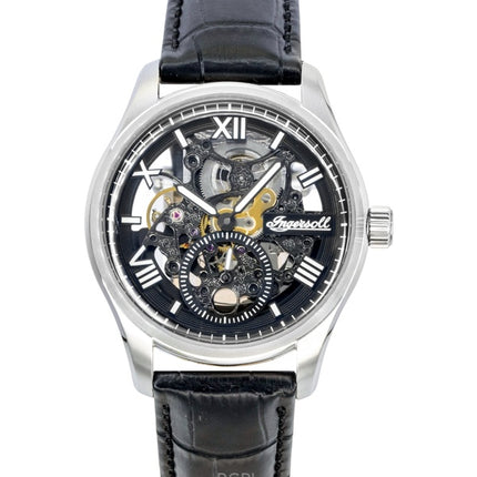 Ingersoll The Maverick Leather Strap Black Skeleton Dial Automatic I17401 Men's Watch