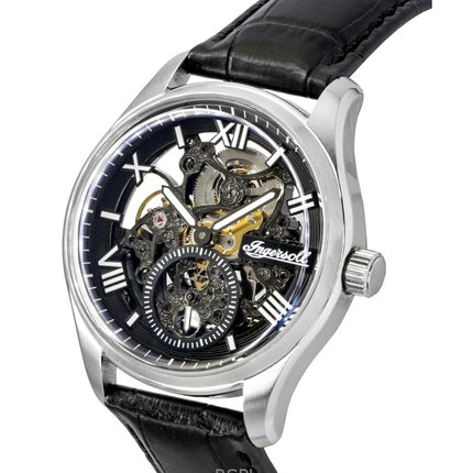 Ingersoll The Maverick Leather Strap Black Skeleton Dial Automatic I17401 Men's Watch