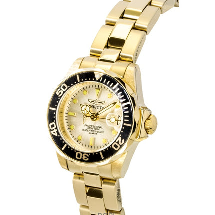 Invicta Pro Diver Gold Tone Stainless Steel Champagne Dial Quartz Diver's 17038 200M Women's Watch