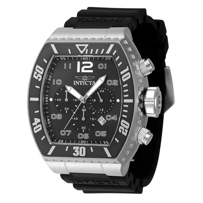 Invicta Pro Diver Chronograph Silicone Strap Black Dial Quartz 47282 100M Men's Watch