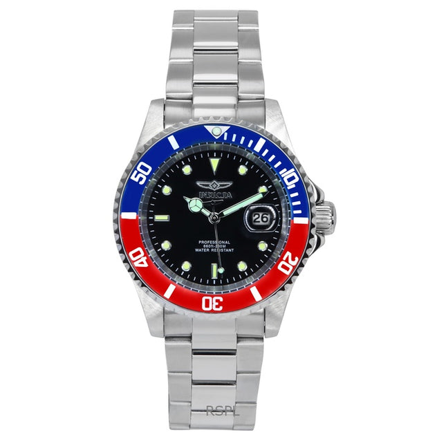 Invicta Pro Diver Stainless Steel Black Dial Pepsi Bezel Quartz 47354 200M Men's Watch
