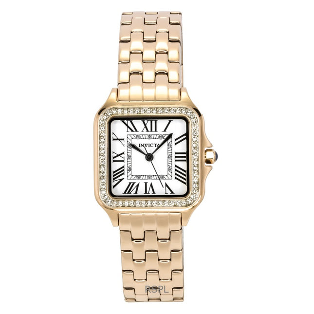 Invicta Angel Rose Gold Tone Stainless Steel Crystal Silver Dial Quartz 48997 Women's Watch