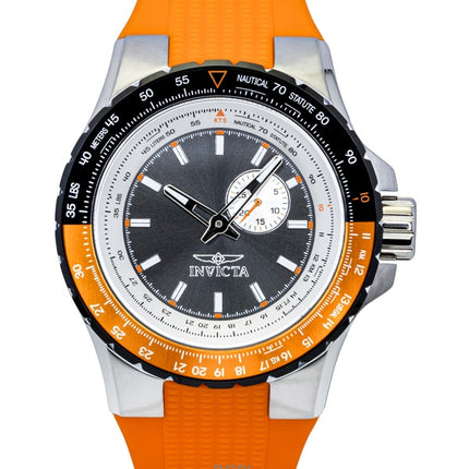 Invicta Aviator Orange Silicone Strap Gunmetal Dial Quartz 49721 100M Men's Watch