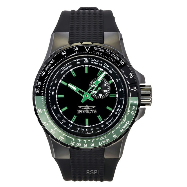 Invicta Aviator Black Silicone Strap Black Dial Quartz 49731 100M Men's Watch
