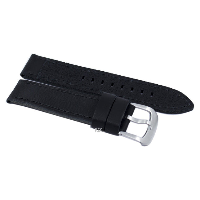Black Ratio Brand Leather Watch Strap 22mm