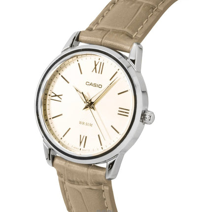 Casio Analog Leather Strap Gold Dial Quartz LTP-1303LL-7AV Women's Watch