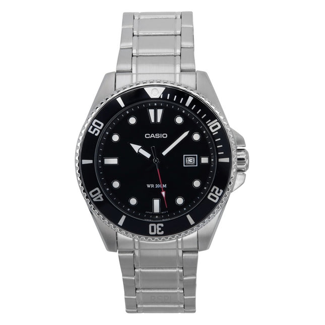Casio Standard Analog Stainless Steel Black Dial Quartz MDV-107D-1A1 200M Men's Watch