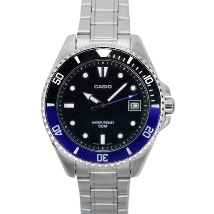 Casio Standard Analog Stainless Steel Black Dial Quartz MDV-10D-1A2 Mens Watch