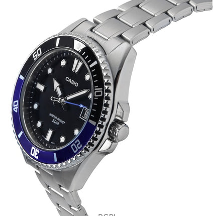 Casio Standard Analog Stainless Steel Black Dial Quartz MDV-10D-1A2 Mens Watch