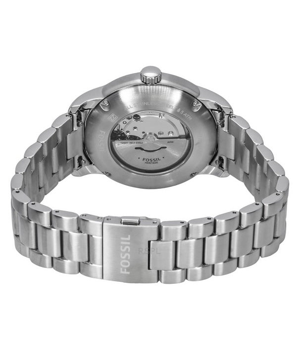 Fossil Heritage Stainless Steel Black Dial Automatic ME3223 Unisex Wat