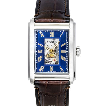 Fossil Carraway Croco Leather Strap Open Heart Blue Dial Automatic ME3273 Men's Watch