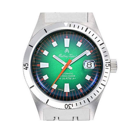Mathey-Tissot Mergulhador Stainless Steel Green Dial Automatic Diver's MRG2 200M Men's Watch With Extra Strap