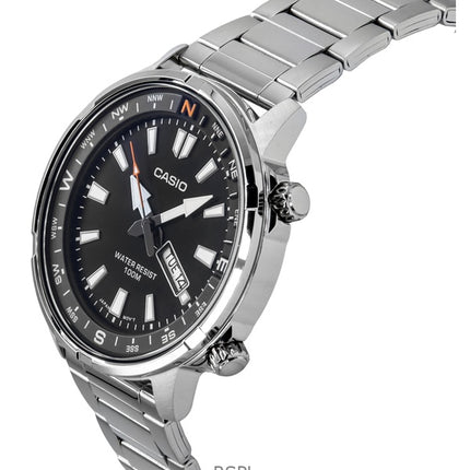 Casio Standard Analog Stainless Steel Black Dial Quartz MTD-130D-1A4V 100M Men's Watch
