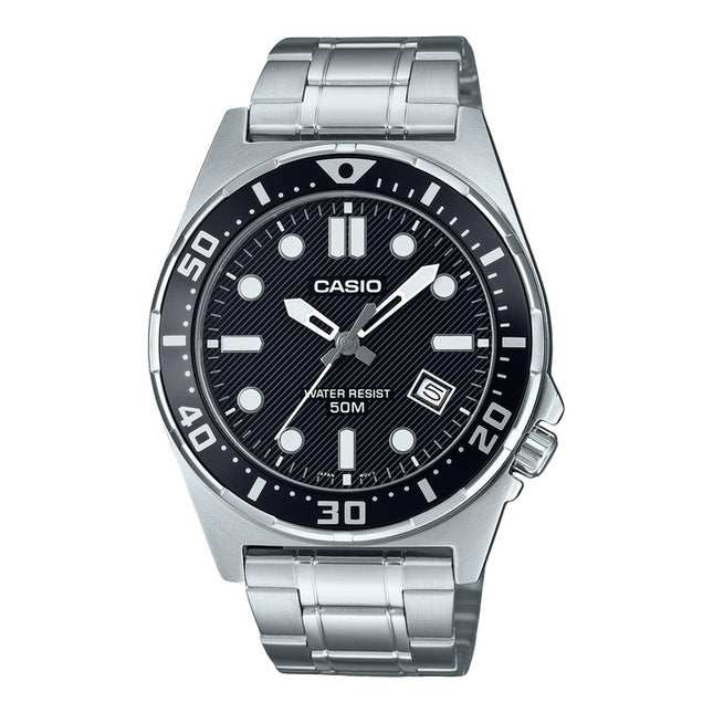 Casio Standard Analog Stainless Steel Black Dial Quartz MTD-135D-1AV Men's Watch