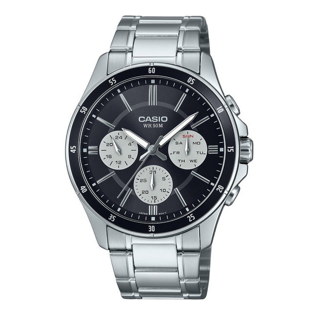 Casio Standard Analog Ion Plated Stainless Steel Black Dial Quartz MTP-1374D-1A3V Men's Watch