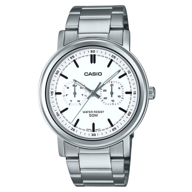 Casio Standard Analog Stainless Steel White Dial Quartz MTP-E335D-7EV Men's Watch