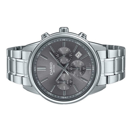 Casio Standard Analog Chronograph Stainless Steel Grey Dial Quartz MTP-E515D-8AV Men's Watch