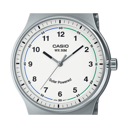 Casio Standard Analog Stainless Steel White Dial Solar MTP-RS105D-7BV Men's Watch