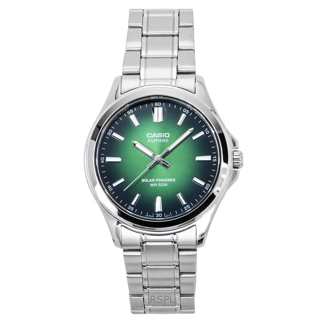 Casio Standard Analog Stainless Steel Green Dial Solar MTS-RS100D-3AV Men's Watch