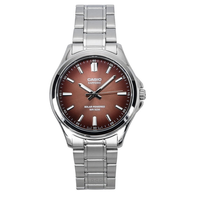 Casio Standard Analog Stainless Steel Brown Dial Solar MTS-RS100D-5A Men's Watch