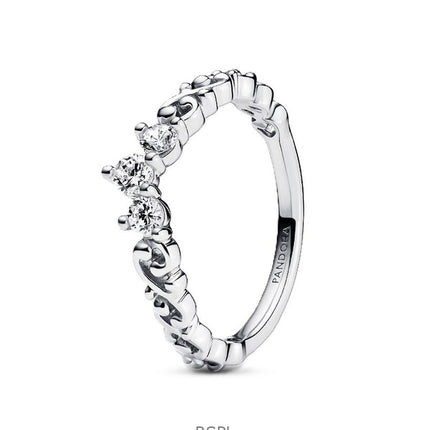 Pandora Regal Swirl Tiara Ring With Clear Cubic Zirconia P-192232C01-54 For Women