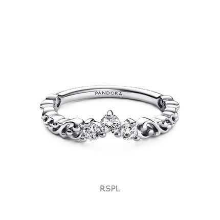 Pandora Regal Swirl Tiara Ring With Clear Cubic Zirconia P-192232C01-54 For Women