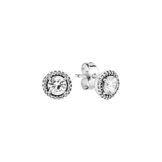 Pandora Timeless Silver Stud Earrings With Clear Cubic Zirconia 296272CZ For Women