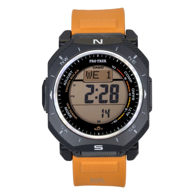Casio Pro Trek Digital Orange Bio-Based Resin Strap Solar PRG-69-4 100M Men's Watch