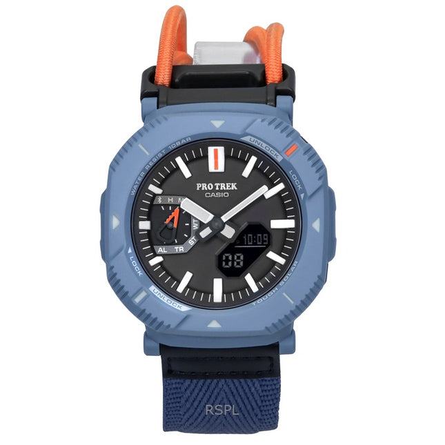 Casio Pro Trek Hiker Line Analog Digital Mobile Link Cloth Strap Grey Dial Tough Solar PRJ-B001B-2 100M Men's Watch