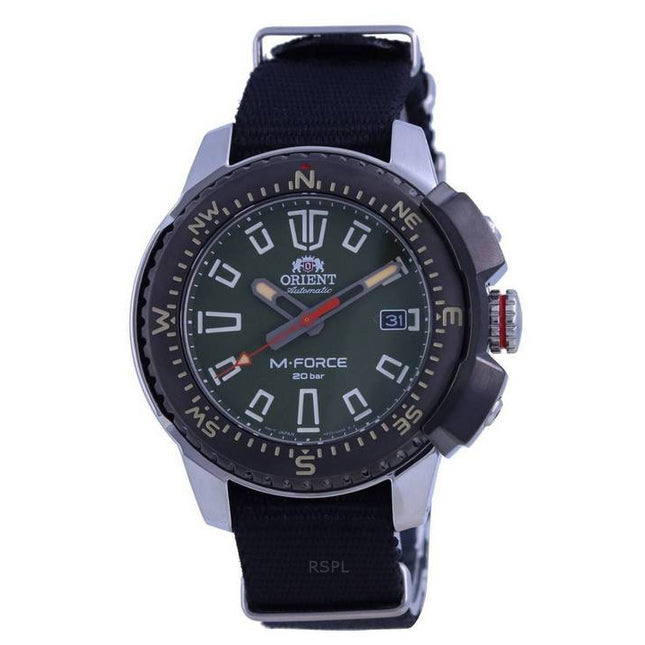 Orient M-Force Green Dial Stainless Steel Automatic Divers RA-AC0N03E10B 200M Mens Watch