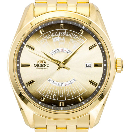 Orient Contemporary Multi Year Calendar Gold Tone Stainless Steel Champagne Dial Automatic RA-BA0001G00C Men's Watch