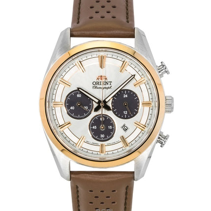 Orient Contemporary Chronograph Leather Strap White Dial Quartz RA-TX0306S Men's Watch