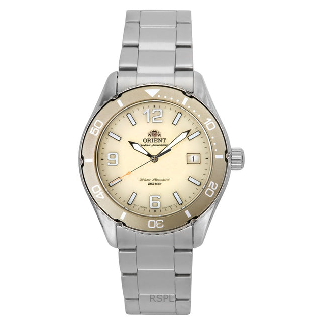 Orient Mako III Stainless Steel Ivory Dial Solar Diver's RA-WJ0003S 200M Men's Watch
