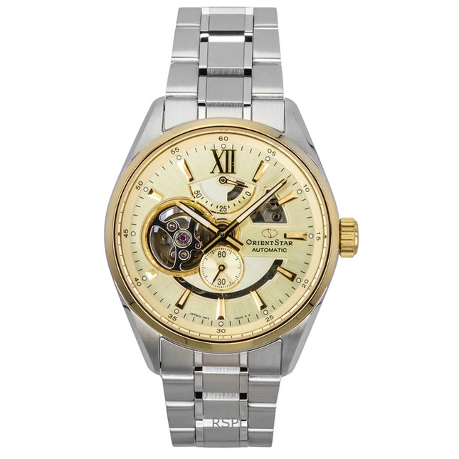 Orient Star Contemporary Stainless Steel Skeleton Champagne Dial Automatic RE-AV0124G 100M Men's Watch