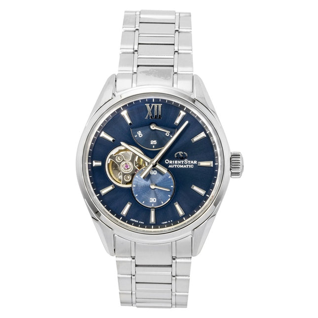 Orient Star Contemporary M34 F7 Stainless Steel Open Heart Blue Dial Automatic RE-BY0010L Men's Watch