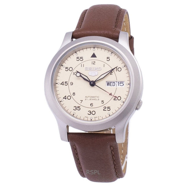 Refurbished Seiko 5 Military Brown Leather Strap Automatic SNK803K2-var-SS5 Men's Watch