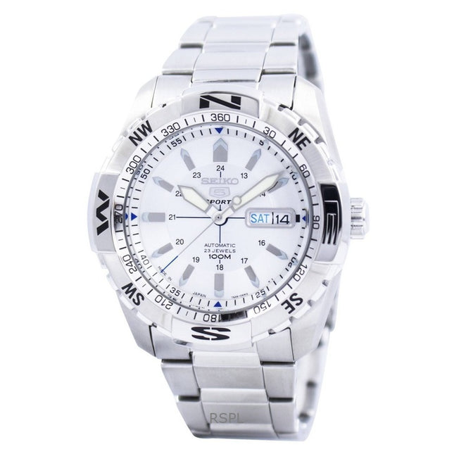 Refurbished Seiko 5 Sports Silver Dial Automatic 23 Jewels Japan Made SNZJ03J1 Men's Watch
