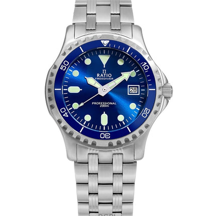 Ratio FreeDiver Professional Sapphire Blue Sunray Dial Quartz RTF007 200M Men's Watch