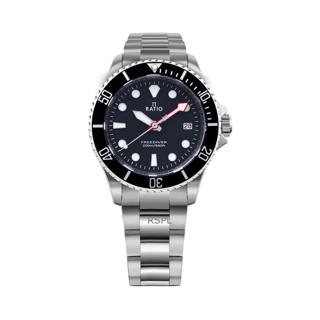 Ratio FreeDiver Sapphire Stainless Steel Black Dial Quartz RTF031 200M Men's Watch