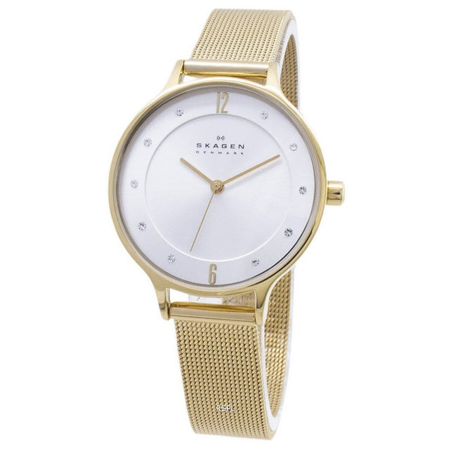 Skagen Anita Gold Tone Mesh Bracelet Crystallized SKW2150 Women's Watch
