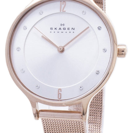 Skagen Anita Silver Dial Crystal Rose Gold-Tone Mesh Bracelet SKW2151 Women's Watch
