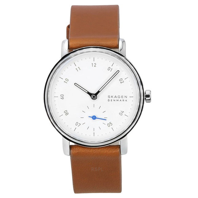 Skagen Kuppel Lille Brown Leather Strap White Dial Quartz SKW3103 Women's Watch