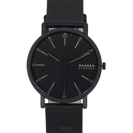Skagen Signatur Leather Strap Black Dial Quartz SKW6902 Men's Watch