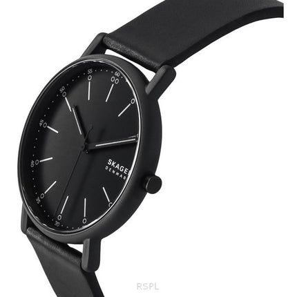Skagen Signatur Leather Strap Black Dial Quartz SKW6902 Men's Watch