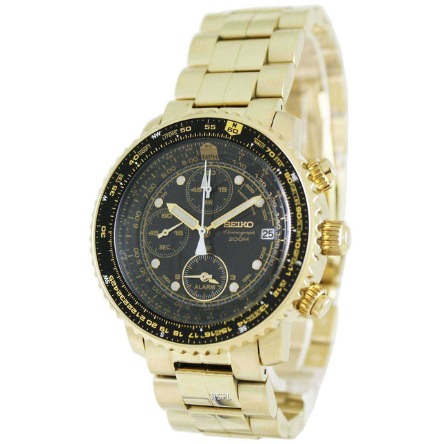 Refurbished Seiko Flight Alarm Chronograph Pilot's SNA414 SNA414P1 SNA414P Men's Watch