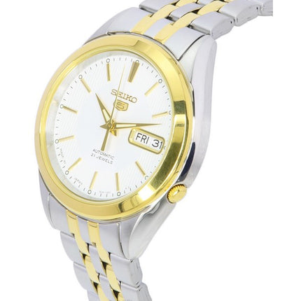 Seiko 5 Two Tone Stainless Steel White Dial Automatic SNKL24 SNKL24J1 SNKL24J Men's Watch