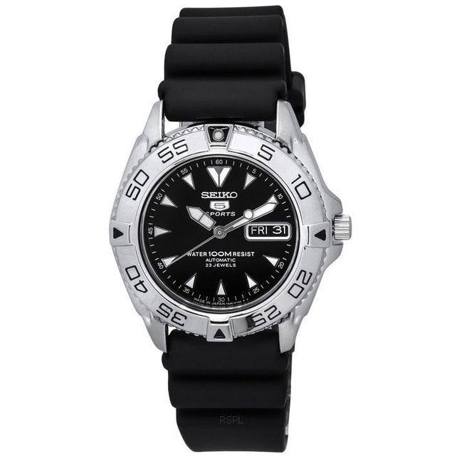 Refurbished Seiko 5 Sports Rubber Strap Black Dial Automatic SNZB33J2 100M Men's Watch