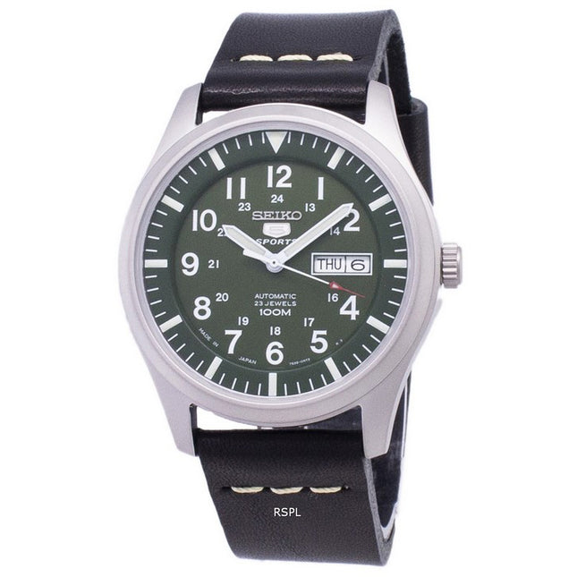 Seiko 5 Sports SNZG09J1-LS14 Japan Made Black Leather Strap Men's Watch