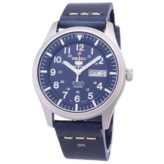 Seiko 5 Sports SNZG11K1-LS15 Automatic Dark Blue Leather Strap Men's Watch